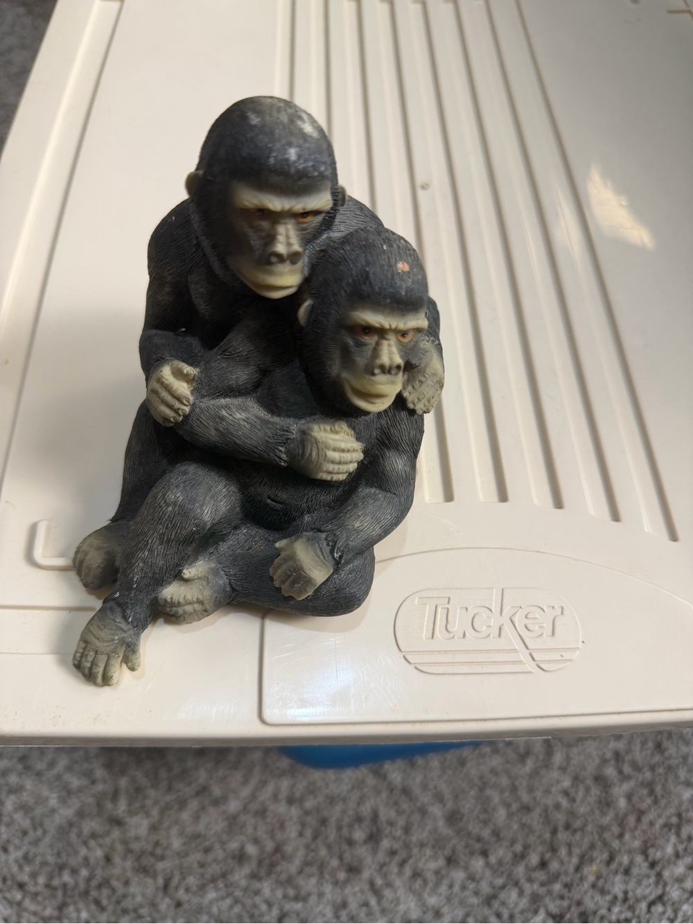 Handcrafted Black Ceramic Monkey Pair Figurine